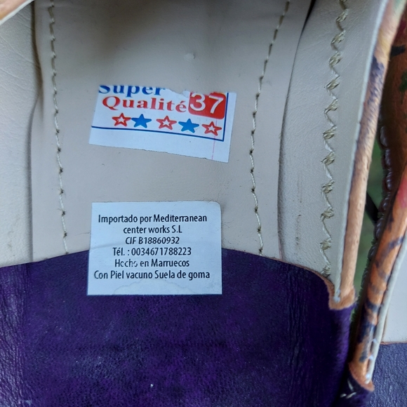 Hand painted tooled Leather Mules Shoes SZ 6 - Picture 6 of 6